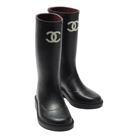 chanel rain snow boots black and white|chanel shearling lined winter boots.